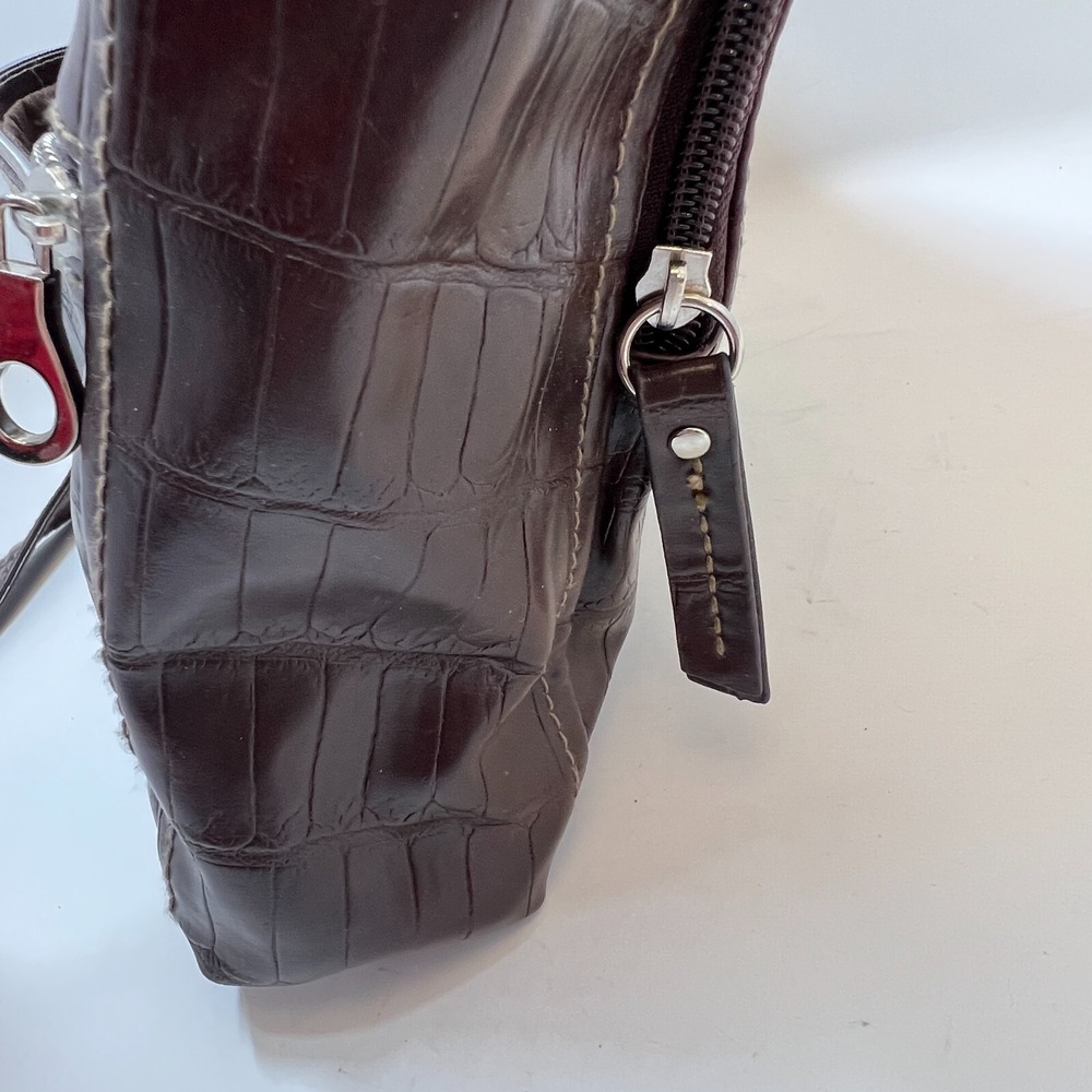 Relic Brown Crossbody Faux Leather Purse Crocodile Style Zip Closure - Picture 9 of 16